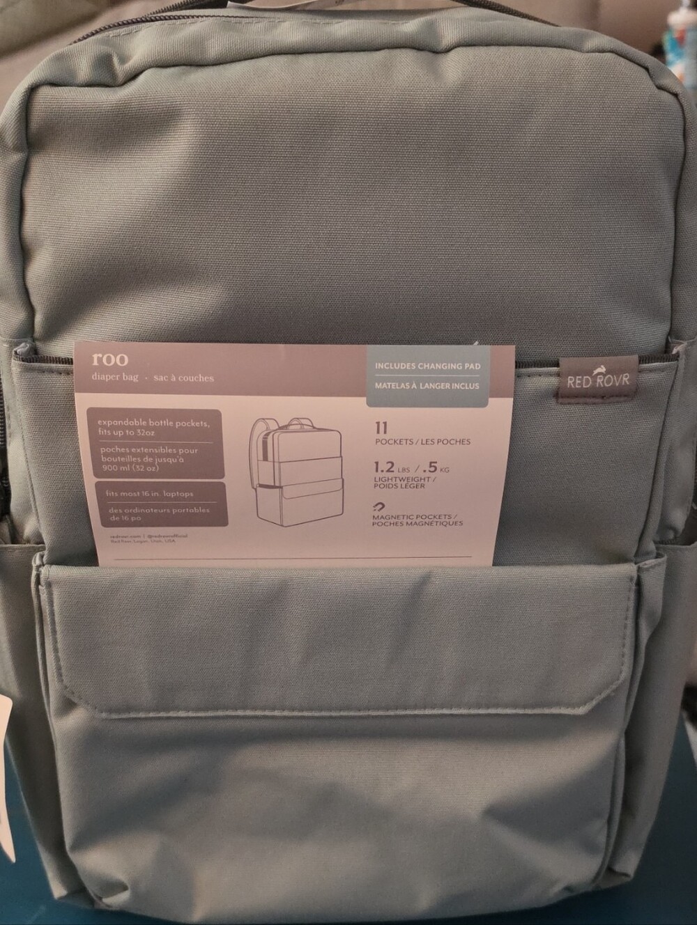 Roo Diaper Backpack Bag - Sage Green